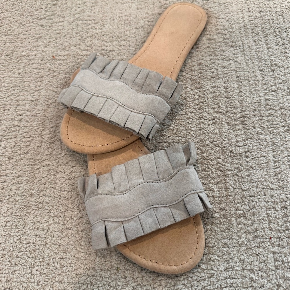 Light Blue Ruffle Sandals